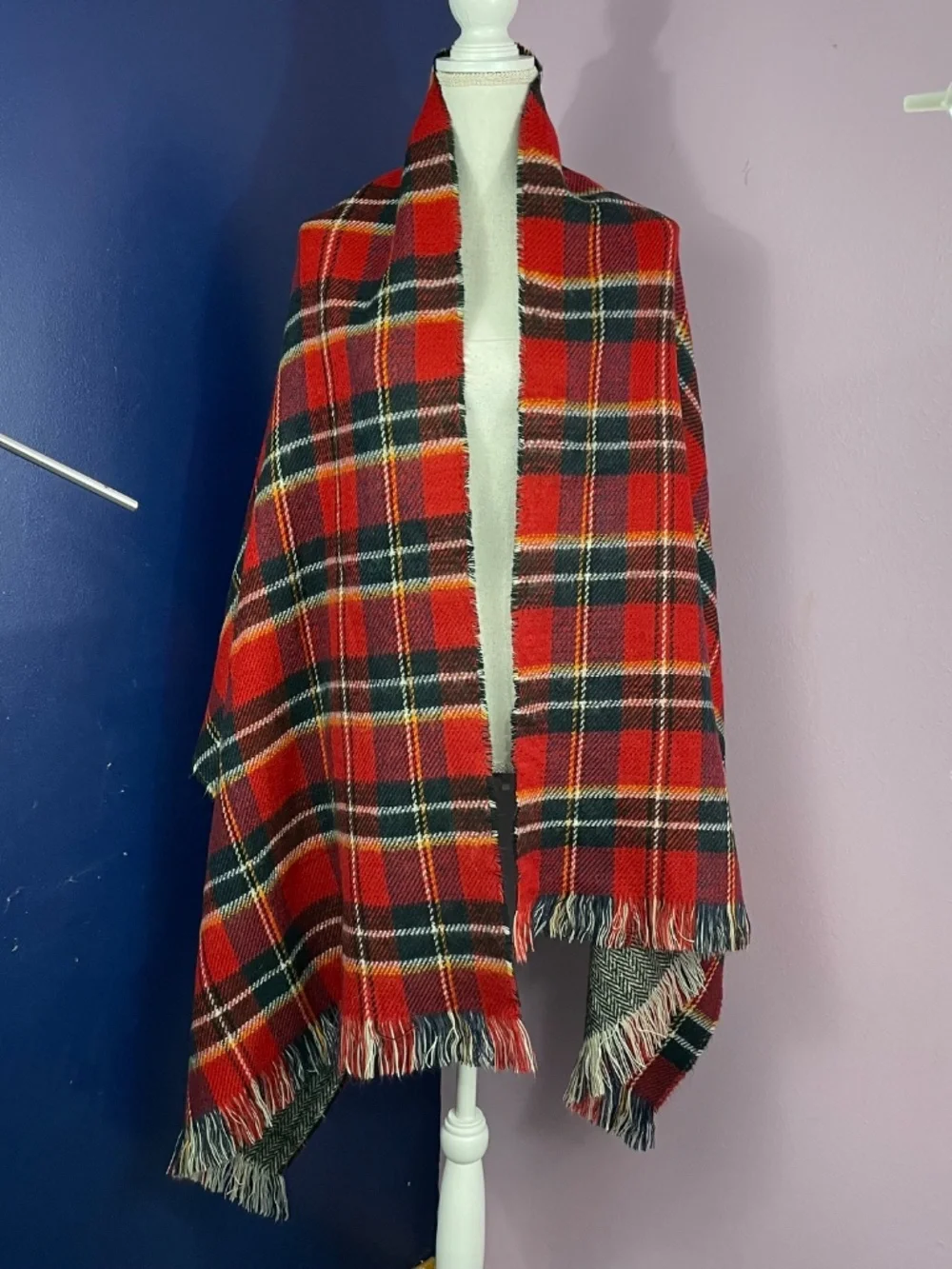 Red Plaid Blanket Scarf 28